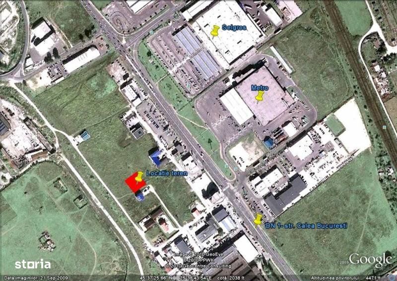 Teren 1.160 mp situat in Calea Bucuresti zona Metro, pretabil P+4-6E!