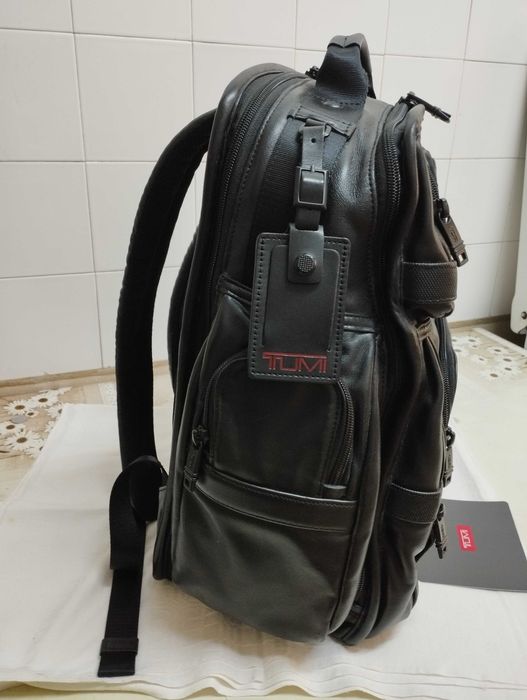 Rucsac Tumi pentru laptop Alpha II, Negru, din Piele naturala