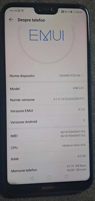 Telefon P20 lite (2018) Dual SIM.