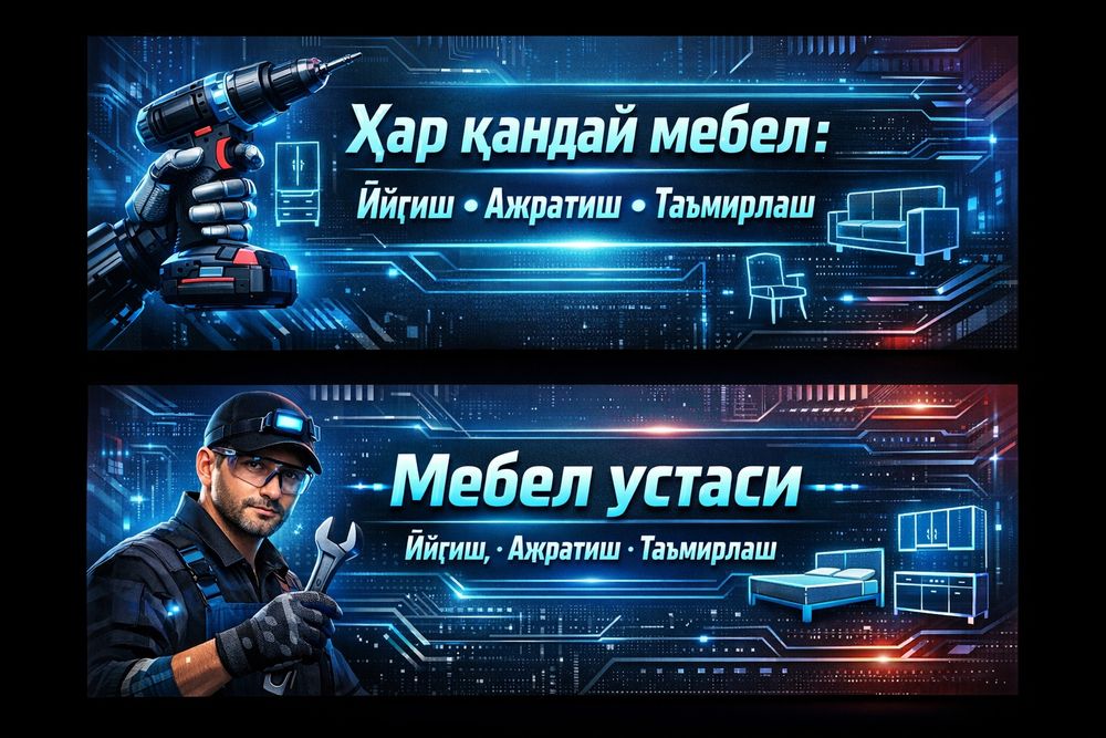 Мебелчи уста йигиш сочиш созлаш хизмати