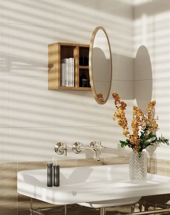 Етажерка с кръгло огледало