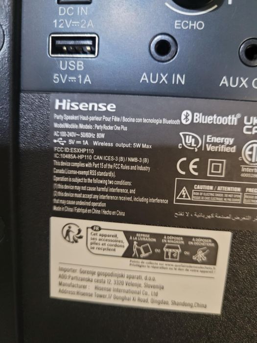 Преносима тонколона Hisense Party Rocker One plus с два микрофона