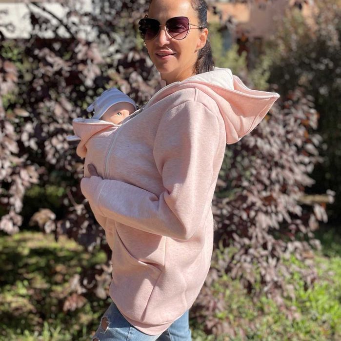 Разпродажба | Памучен суитшърт за бебеносене Simply - Candy pink