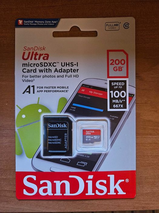 SanDisk Micro SD, 200GB, Нова