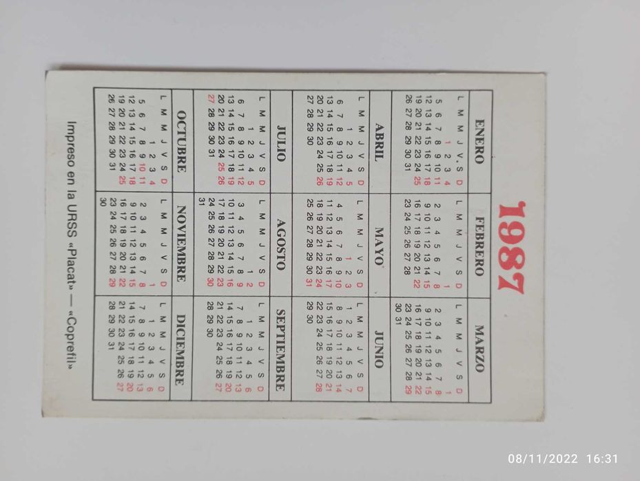 Календарче от Куба, 1987