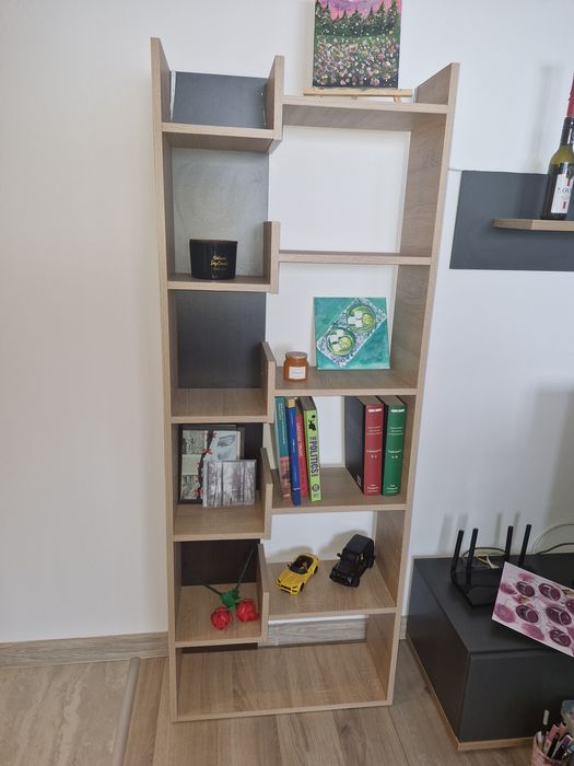 Biblioteca Etajera KringX Ren, 61x22x162 cm, culoare sonoma-wenge