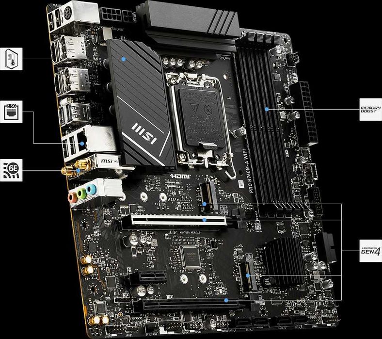 Материнская плата MSI PRO B760M-A (DDR5) Wi-Fi 6E (коробка есть)