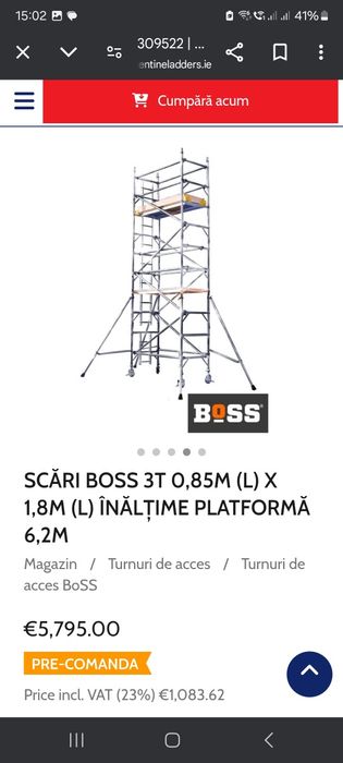 Schela aluminiu turn mobil Boss Ladderspan Mobile Towers 3T Urlati • OLX.ro