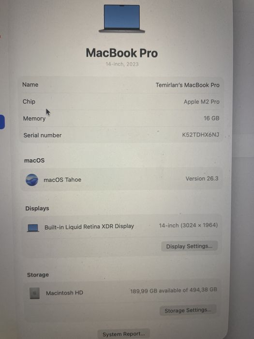 MacBook Pro 14-inch M2 512Gb SSD 16Gb RAM