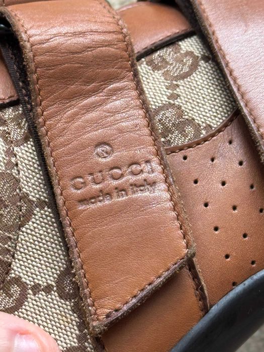 Papuci Gucci Made in Italy Guccissima Velcro Canvas Leather Marime 43