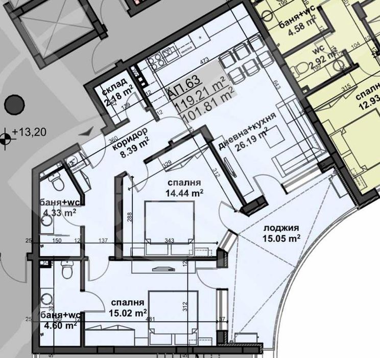 Продава се Тристаен апартамент в София, Хладилника - 119 кв.м за 1891 €/кв.м - Снимка #14