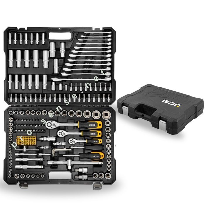 Комплект Гедоре 1/4” 3/8” 1/2” със звездогаечни ключове 216 части JCB