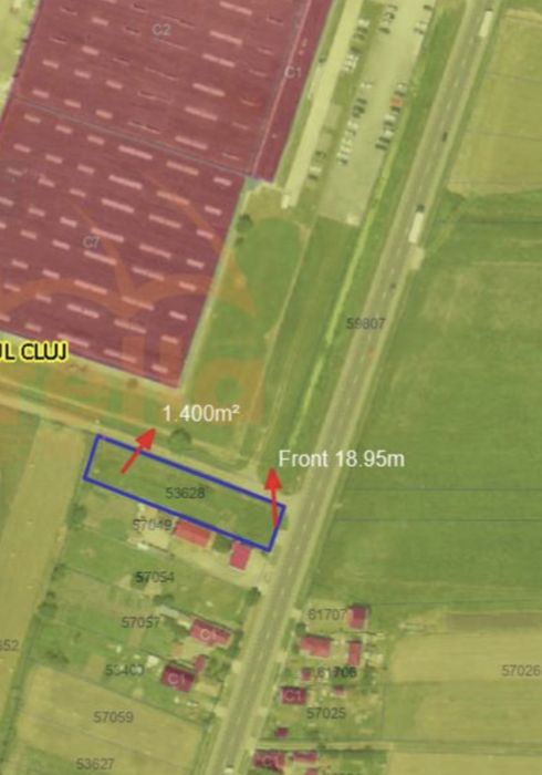 Teren investiție Iclod – 1400 mp – ideal hală/depozit
