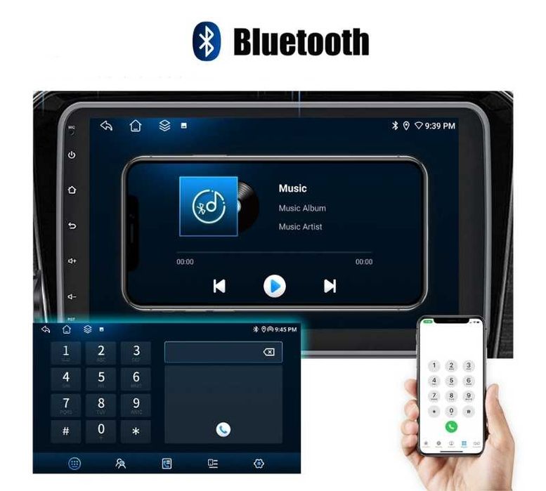 10.1” 1-DIN мултимедия с Android 14, 8-core CPU 6/128GB ,  4G/LTE, RDS, CarPlay и AndroidAuto
