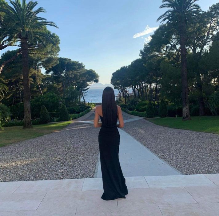 Vand rochie neagra, lunga, de seara, marimea S