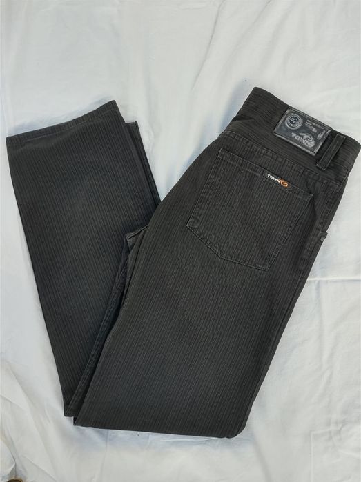 Pantaloni bărbați bumbac raiați negri