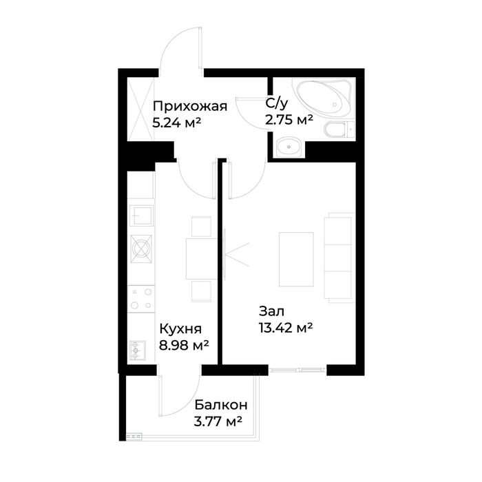 Продаётся 1 комнатная квартира застройщик Golden house Ассалом хаво