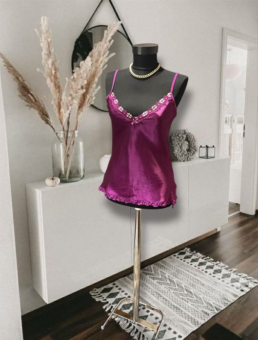 Maiou lenjerie intimă top noapte violet satinat Claire de Lune