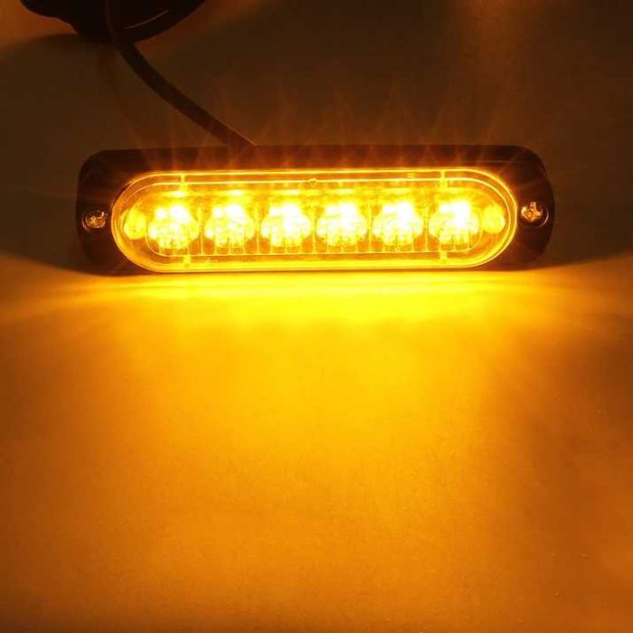 6 Led 4 бр Аварийна Лампа Жълта Блиц Светлина с Контролер 8 Режима 12V