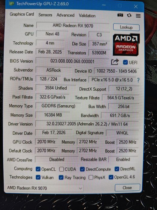 Видеокарта 9070 16gb