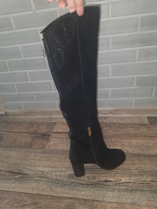 Зимние сапоги, замша