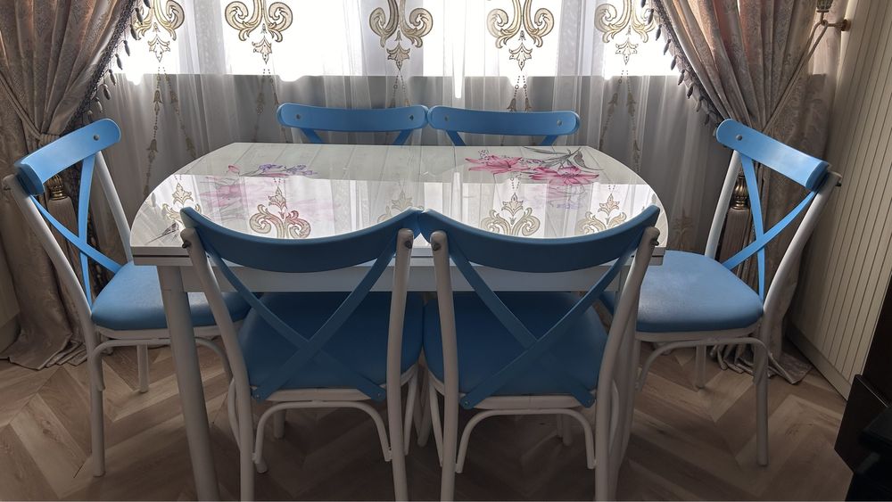 Раскладной стол (турецкий) с 6 стульями