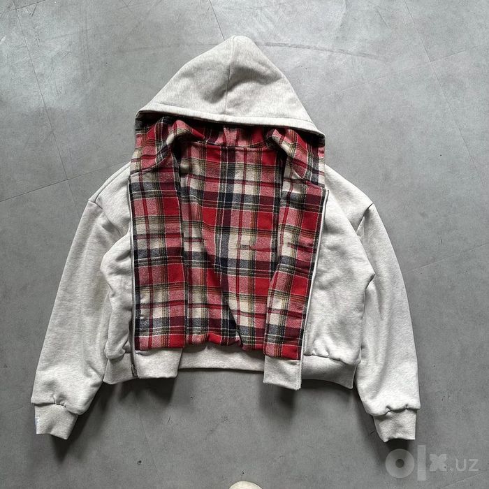Reversible Plaid Zip-Up Hoodie