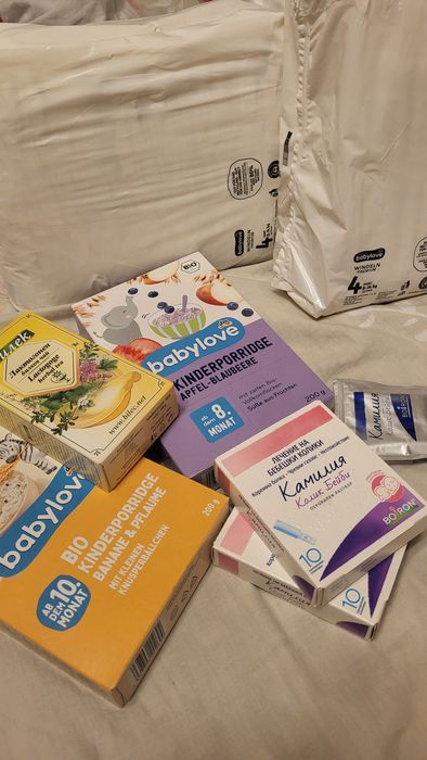Лот Каши, лактогенен чай, пелени Babylove 4 84бр 8-14кг