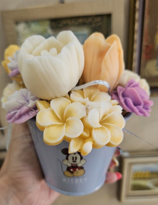 Ръчно изработени букети и кашпи от глицеринов сапун