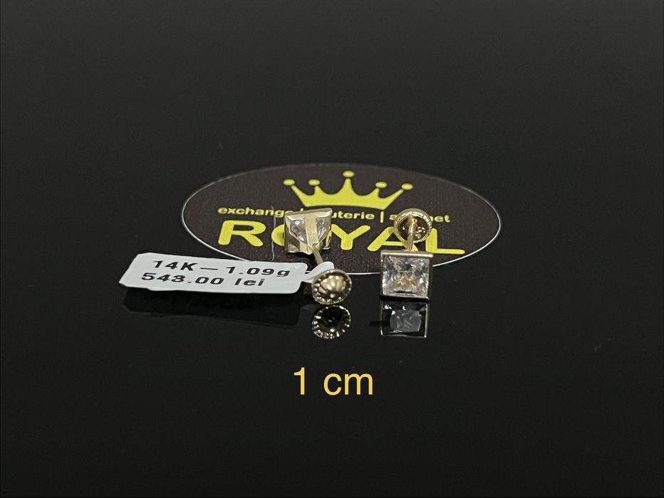 Bijuteria Royal CB : Cercei copil aur nou 14k 1,09gr