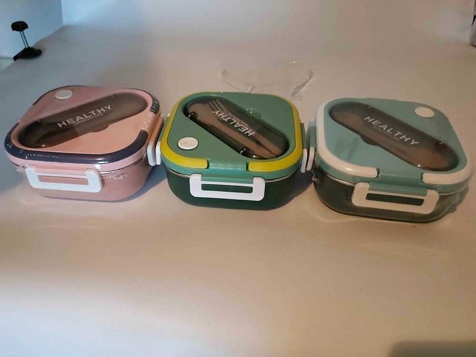 Кутия за храна за училище или работа, с прибори 1000 мл, 2 цвята