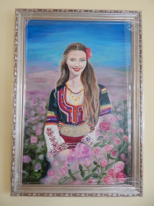 "Българка", акрилни бои на платно, рамкирана