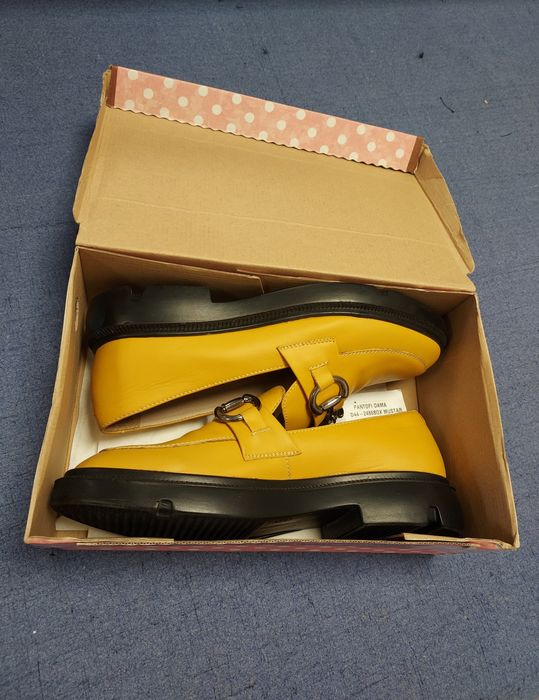 Pantofi dama piele Anna Viotti-Italian style-culoare muștar-39-noi, reducere