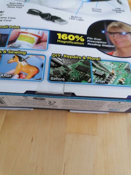 Ochelari cu lupă și LED Mighty Sight Mărire 160%  Reîncărcabili USB  Hands Free Unealta Citit