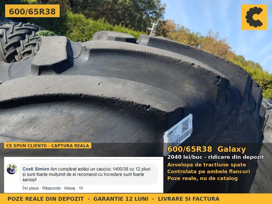 Cauciucuri Anvelope 600/65R38 20.8R38 600/65 R38 600/65-38 600 65 R38 6006538 Galaxy Tractor Punte Spate Tractiune SH Second Hand OCAZIE Oferta