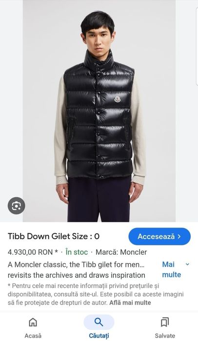 Vesta puf ultralight Down Mncler Gilet mărimea M unisex