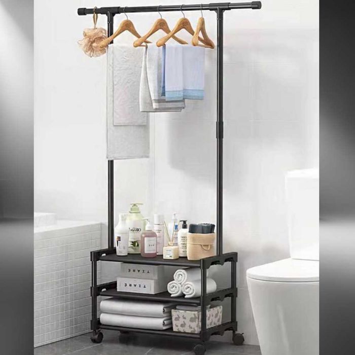 Organizator haine si pantofar pe roti, 3 polite, 162x56x34.5 cm