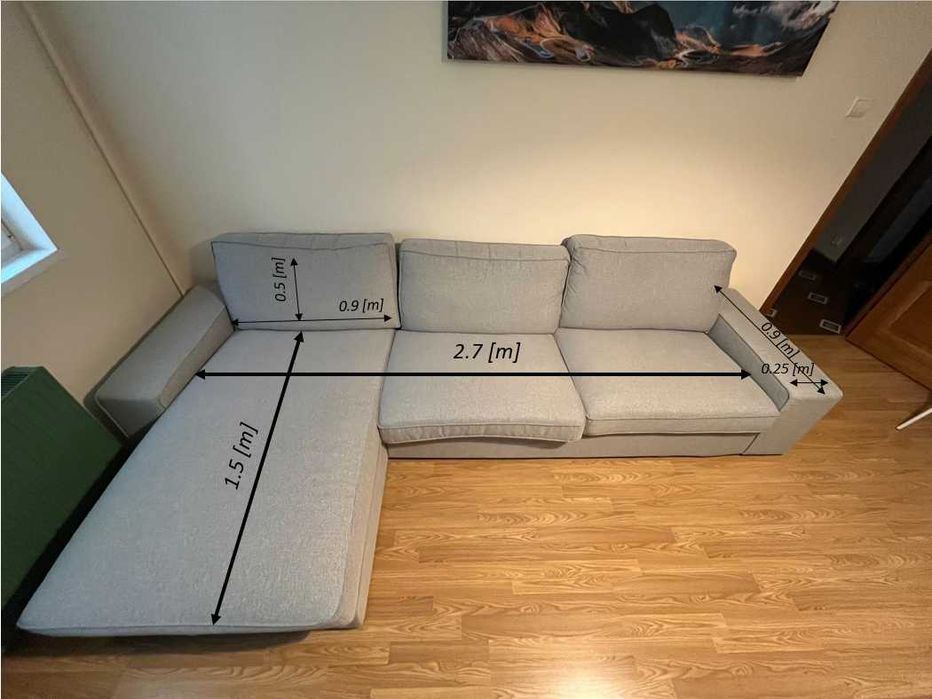 Canapea coltar modulara, gri deschis, spuma.