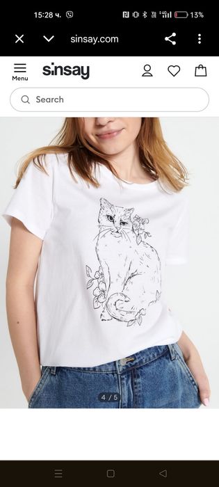 Тениска с коте Sinsay