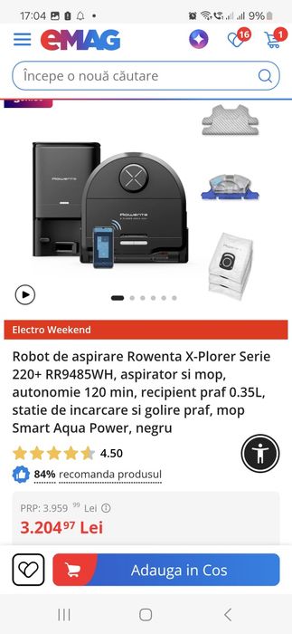 Vând Robot de aspirare Rowenta X-plorer 220+, RR9485WH, NOU, SIGILAT.