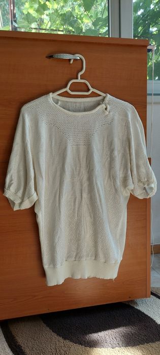 Lot 5 bluze / pulovere subțiri vintage albe / crem (tricotate & croșetate)