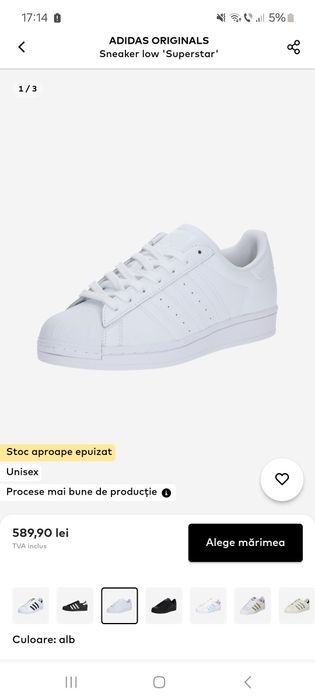 Adidasi superstar 37 și 1/3