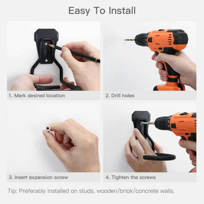 Carlig suport bicicleta, Housolution, pe perete, reglabil, set de 2