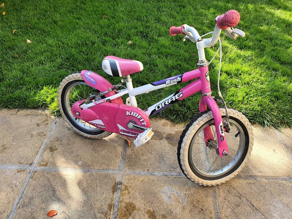 Детски Drag Rush 14 велосипед - розово/бяло
