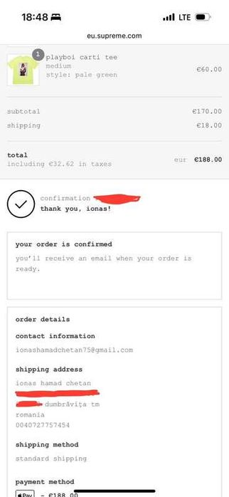 Supreme Playboi Carti Tee Pale Green