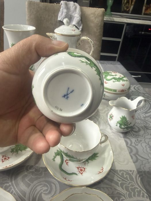 Сервиз майсен зелени дракони