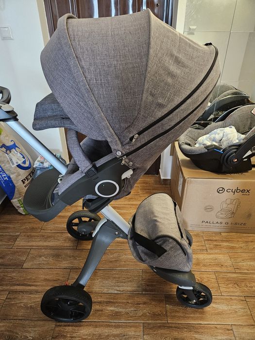 Carucior Stokke V5 gri melange - OFER SI HAINUTE IMPECABILE NOU NASCUT