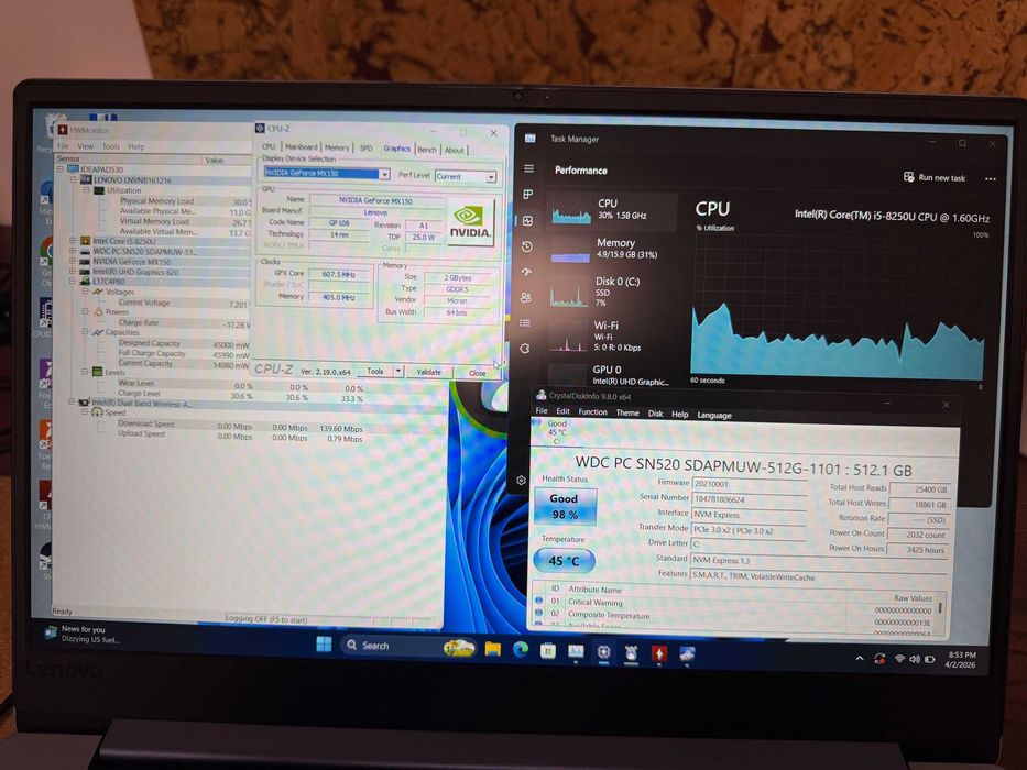 Lenovo IdeaPad 530s i5 16GB RAM SSD 512GB MX150 Laptop Gaming Office