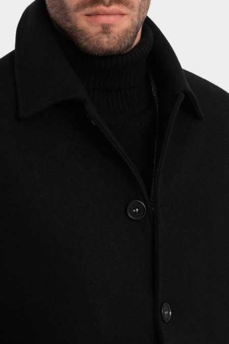 Palton slim 48 M premium Atelier Torino lana superioara moale negru