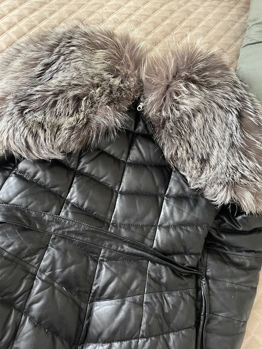 Зимняя куртка кожанная